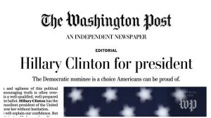 El periódico The Washington Post dio su apoyo oficial a Hillary Clinton para ser la próxima presidente de Estados Unidos