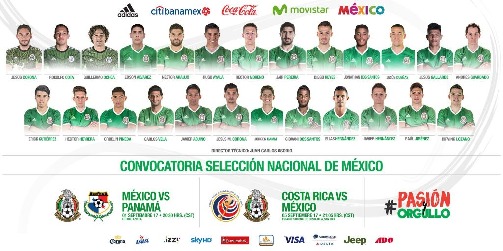Estos son los convocados de México para el juego ante Costa Rica