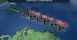 La tormenta tropical María se convertirá en huracán este domingo y sigue la ruta de Irma