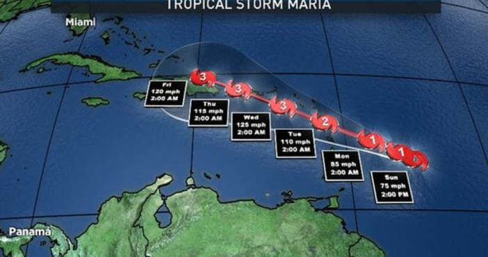 La tormenta tropical María se convertirá en huracán este domingo y sigue la ruta de Irma