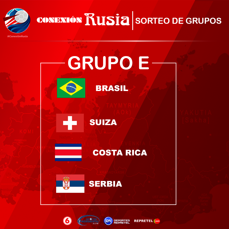Costa Rica se enfrentará a Brasil, Suiza y Serbia