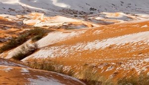 Desierto del Sahara quedó cubierto de nieve tras paso de un histórico temporal