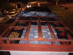 Policía Fiscal descubre contrabando de 5 mil cervezas ocultas entre tomates