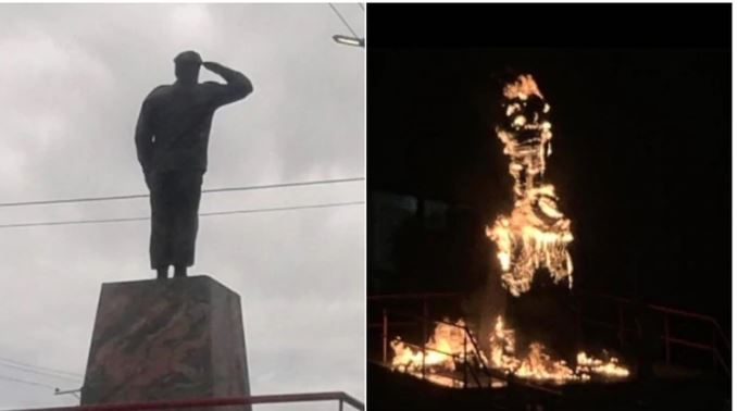 Protestas en Venezuela: manifestantes quemaron la estatua de Hugo Chávez en repudio al régimen de Maduro