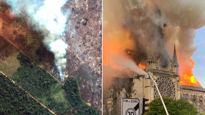 Amazonas vs Notre Dame: el gobierno de Bolsonaro criticó a Macron por no evitar «un incendio previsible»