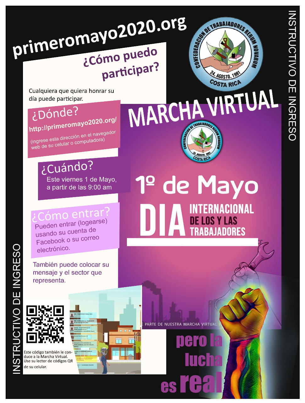 Sindicatos piden a trabajadores sumarse a marcha virtual del 1 de mayo