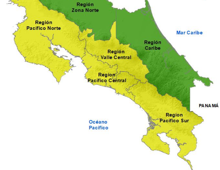 CNE eleva a condición de alerta amarilla las regiones del Pacífico y Valle Central por fuertes lluvias