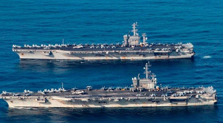 Estados Unidos envió dos portaaviones nucleares al mar del sur de China
