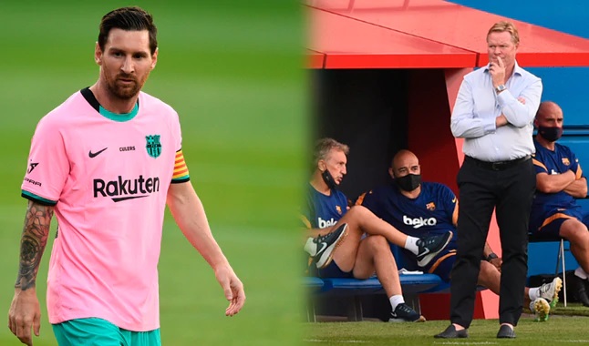 La postal de Messi y Koeman tras la victoria del Barcelona en amistoso