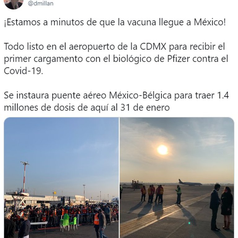 Llegan a México las primeras vacunas contra COVID-19