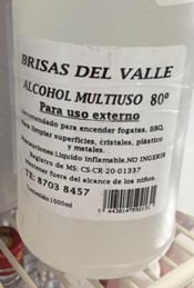 Emiten alerta sanitaria para Alcohol Multiuso Brisas del Valle por adulteración con metanol