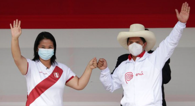 Elecciones en Perú: Keiko Fujimori redujo dos puntos la distancia con Pedro Castillo en las encuestas