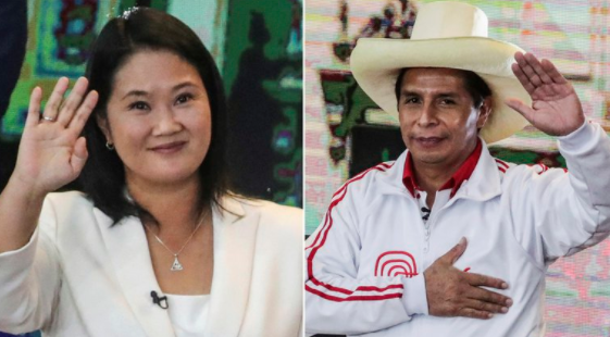 Ballotage en Perú: con el 92% de las actas procesadas, Keiko Fujimori se impone a Pedro Castillo por escaso margen