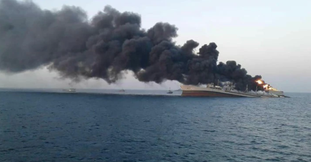 Se hundió el mayor barco de la Armada de Irán tras sufrir un incendio en el golfo de Omán