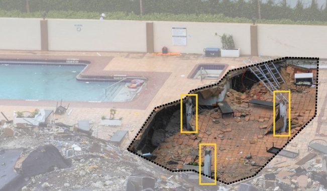 La piscina del edificio derrumbado en Miami y una nueva hipótesis para explicar la tragedia
