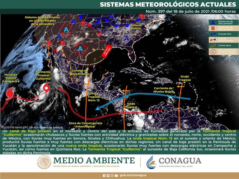 La tormenta tropical “Guillermo” ya se encuentra en el Pacífico