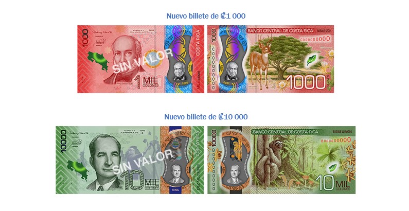 Banco Central pondrá en circulación nuevos billetes de ¢1000 y ¢10 mil de material reciclable