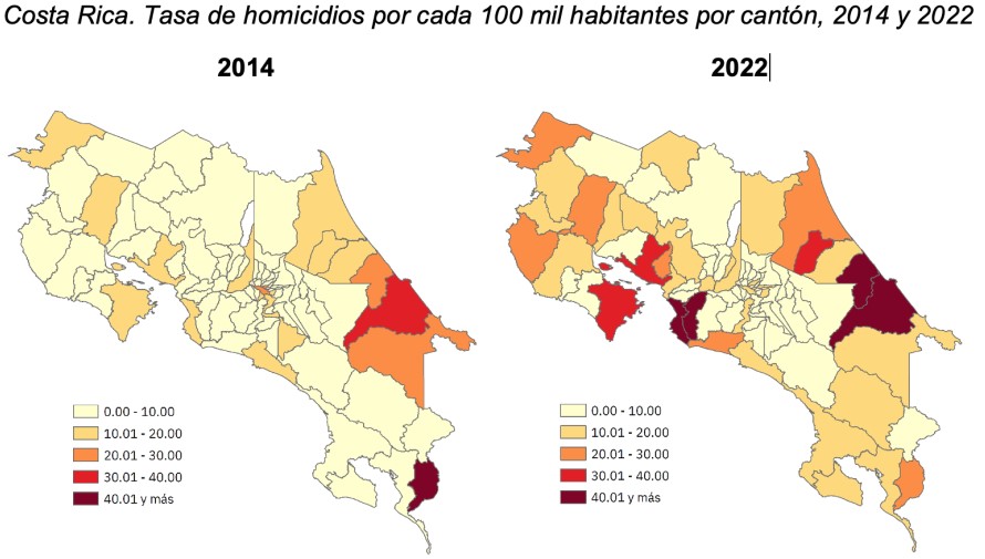 Estudio revela que tasa de homicidios crece en los cantones más pobres de Costa Rica