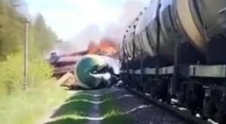 Un tren de carga ruso descarriló cerca de Ucrania tras una explosión