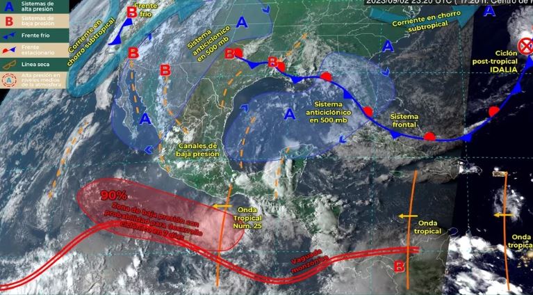 Dos ciclones se formarán en el Pacífico y el Atlántico de México en los próximos días