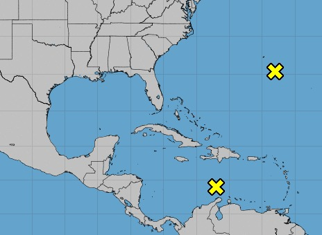 IMN monitorea dos disturbios meteorológicos ubicados en el Mar Caribe y en el Océano Atlántico