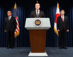 EEUU, Japón y Corea del Sur expresaron su rechazo al programa nuclear de Kim Jong-un y su alianza con Rusia